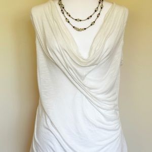 AGB Sheer draped-style cream-colored blouse